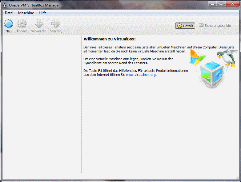 So sieht sie aus, die Virtualbox